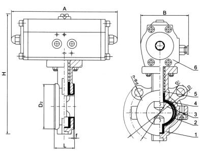 D671(半襯)、D671Fs(全襯)氣動(dòng)對(duì)夾襯氟塑料蝶閥