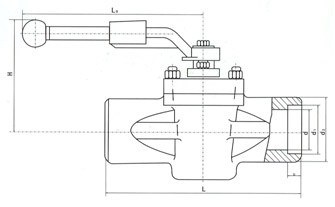 美標承插焊式卡套旋塞閥結(jié)構(gòu)示意圖